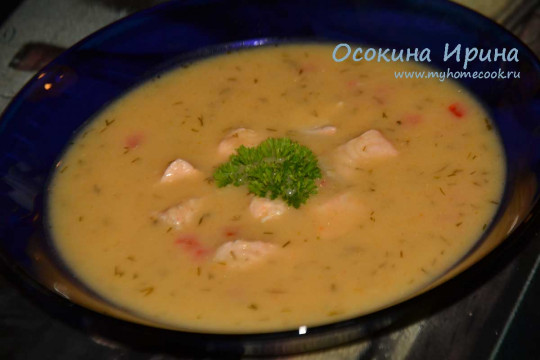 Овощной суп-пюре с сёмгой