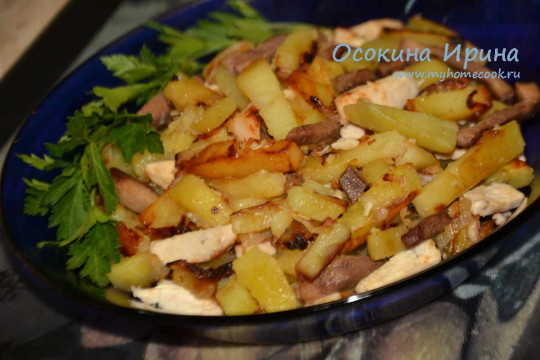 Жареный картофель с мясопродуктами