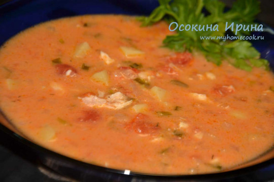 Томатно-сырно-рыбный суп