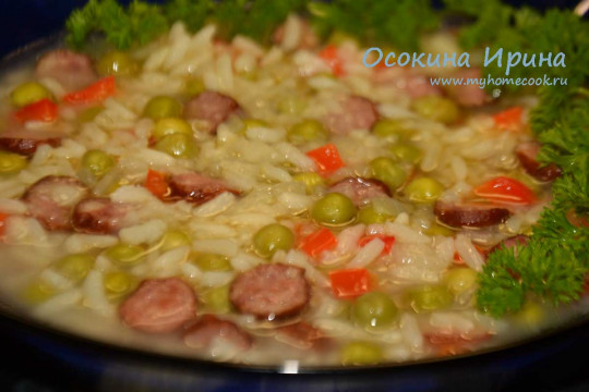 Рисовый суп с охотничьими колбасками - 2
