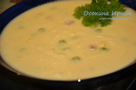 Овощной суп-пюре с краковской колбасой