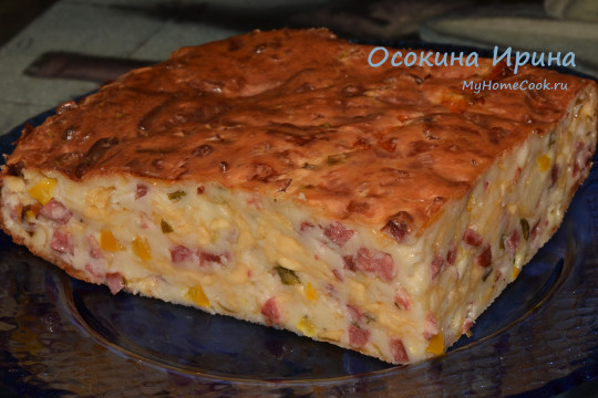 Сырно-колбасный пирог