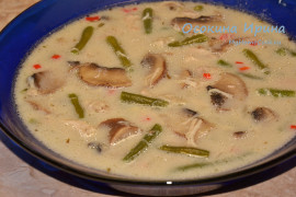 Сырный суп с грибами и фасолью