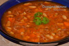 Мясной суп с квашеной капустой и фасолью - 2