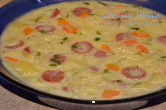 Сырный суп с колбасками - 5