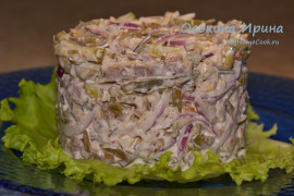 Салат с говядиной и морской капустой