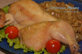 Запечённые курица с капустой
