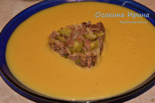 Чечевичный суп-пюре с гарниром