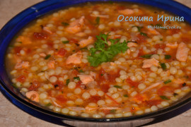 Рыбный суп с вялеными томатами и птитимом