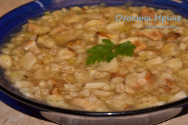 Суп с перловкой и белыми грибами