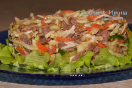 Салат с говядиной и капустой