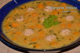 Чечевично-тыквенный суп с фрикадельками