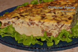 Рыба с грибами в омлете