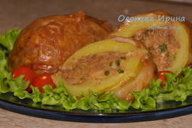 Фаршированный картофель в бараньей сетке