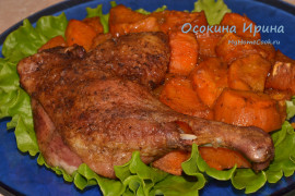 Запечённые утиные окорочка с бататом