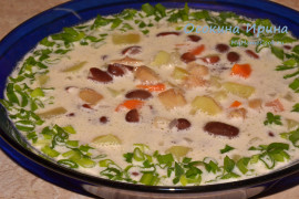 Суп с копчёным палтусом и фасолью