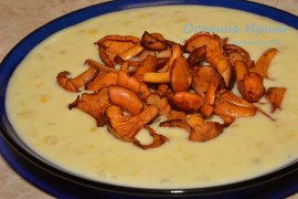 Сливочный суп с кукурузой и лисичками