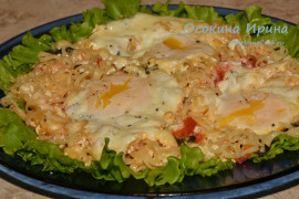 Яичница с помидорами и лапшой б/п