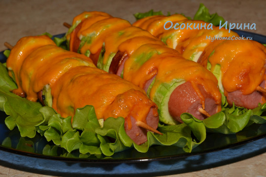 Шашлычки из сарделек с кабачками
