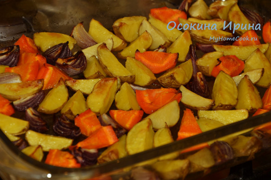 Запечённые овощи с икорным соусом