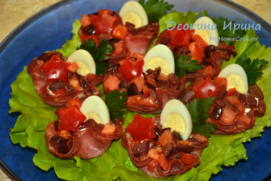 Колбасные корзиночки с начинкой