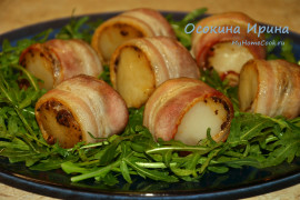 Запечённые гребешки в беконе