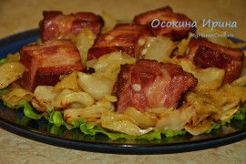 Копчёные свиные рёбра с капустой