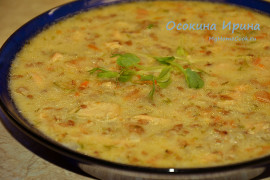 Сырный суп с сёмгой и гречкой