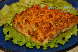 Запечённая форель с сухариками