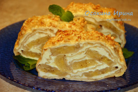 Рулет из лаваша с творогом и бананами