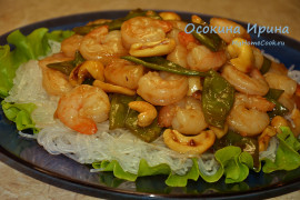 Креветки с фасолью в стиле стир-фрай