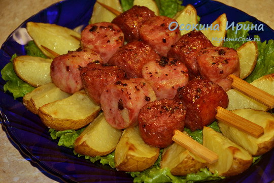 Шашлычки с пикантными колбасками