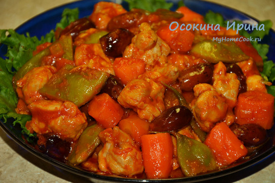 Тушеный кролик с овощами