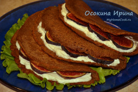 Шоколадно-овсяные блины с начинкой